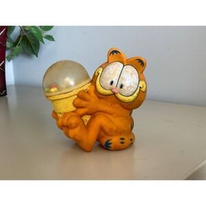 Vintage Garfield the Cat Baby Rattle/Squeeze Toy Holding An Ice Cream
